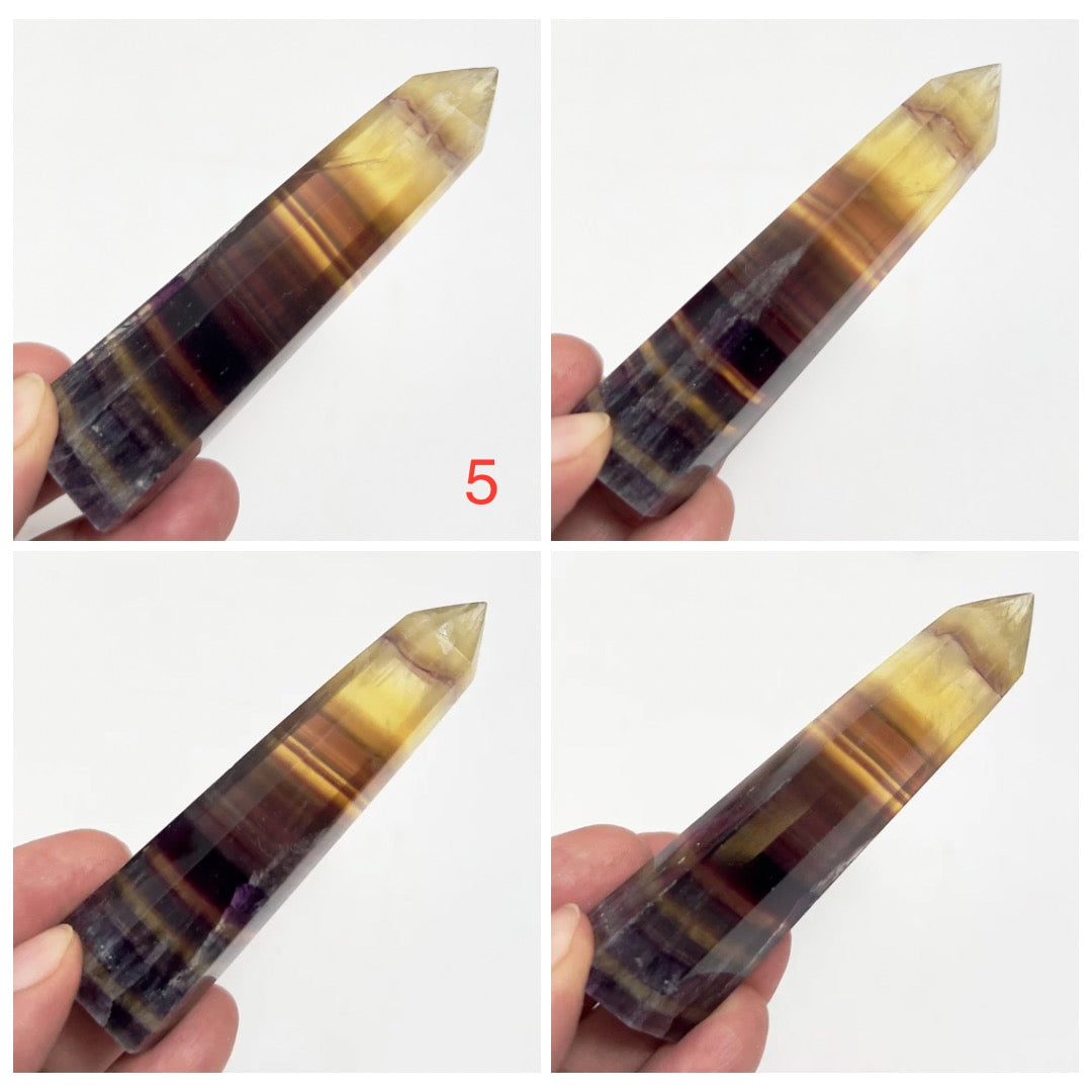 Yellow Purple Fluorite Points Towers Crystal Generators