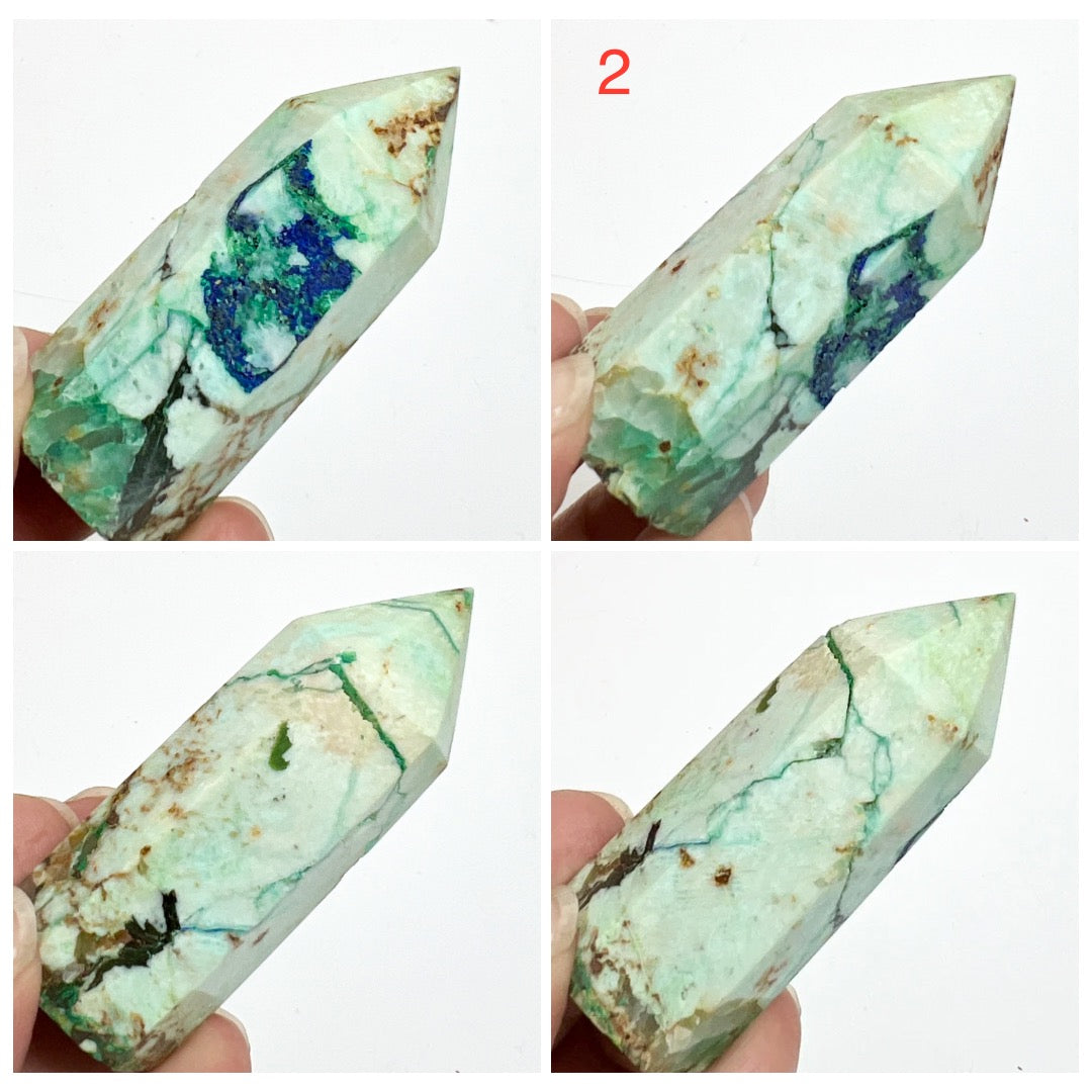 Fynchenite Phoenix Stone Malachite Turquoise Chrysocolla Points Towers Crystals