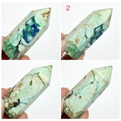 Fynchenite Phoenix Stone Malachite Turquoise Chrysocolla Points Towers Crystals