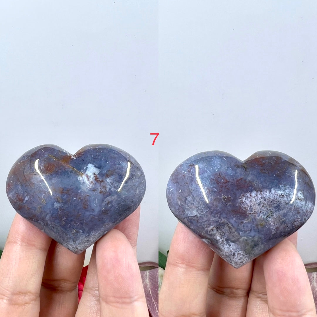 Ocean Sea Jasper Hearts Crystal Carving Australian Seller