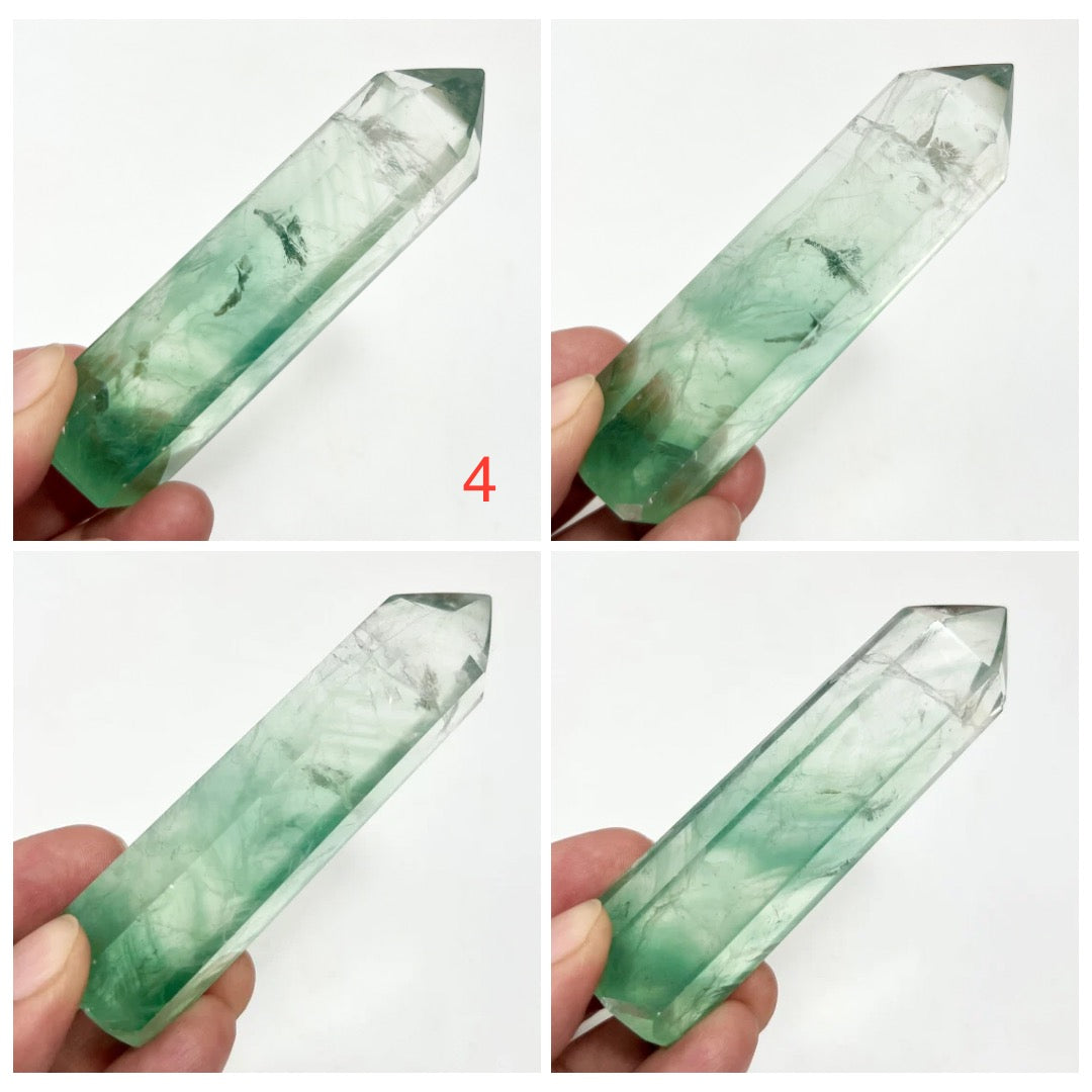 Green Fluorite Points Towers Translucent Crystal Generators