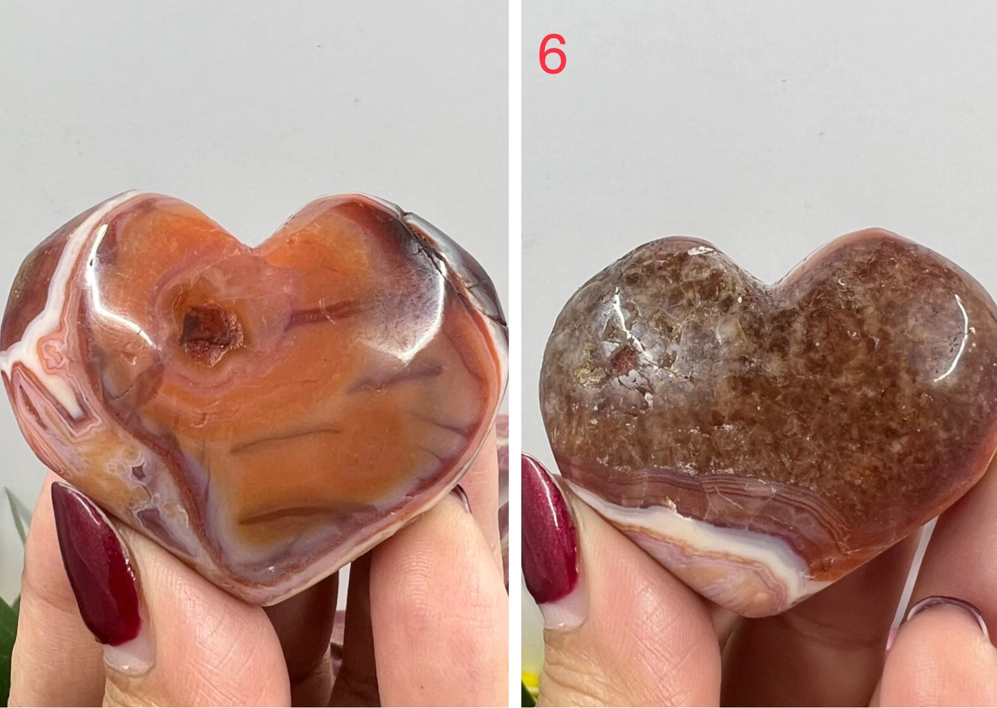 Carnelian Hearts Crystal Carvings Australian Seller