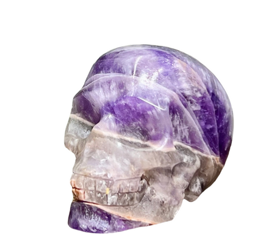 Chevron Dream Amethyst Purple Skull Crystal Carving 176g