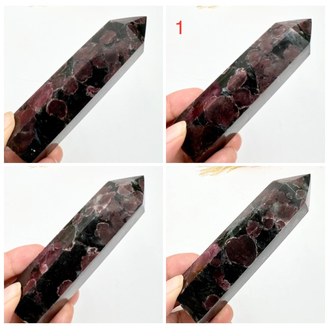 Garnet in Arfvedsonite Points Towers Crystal Generators