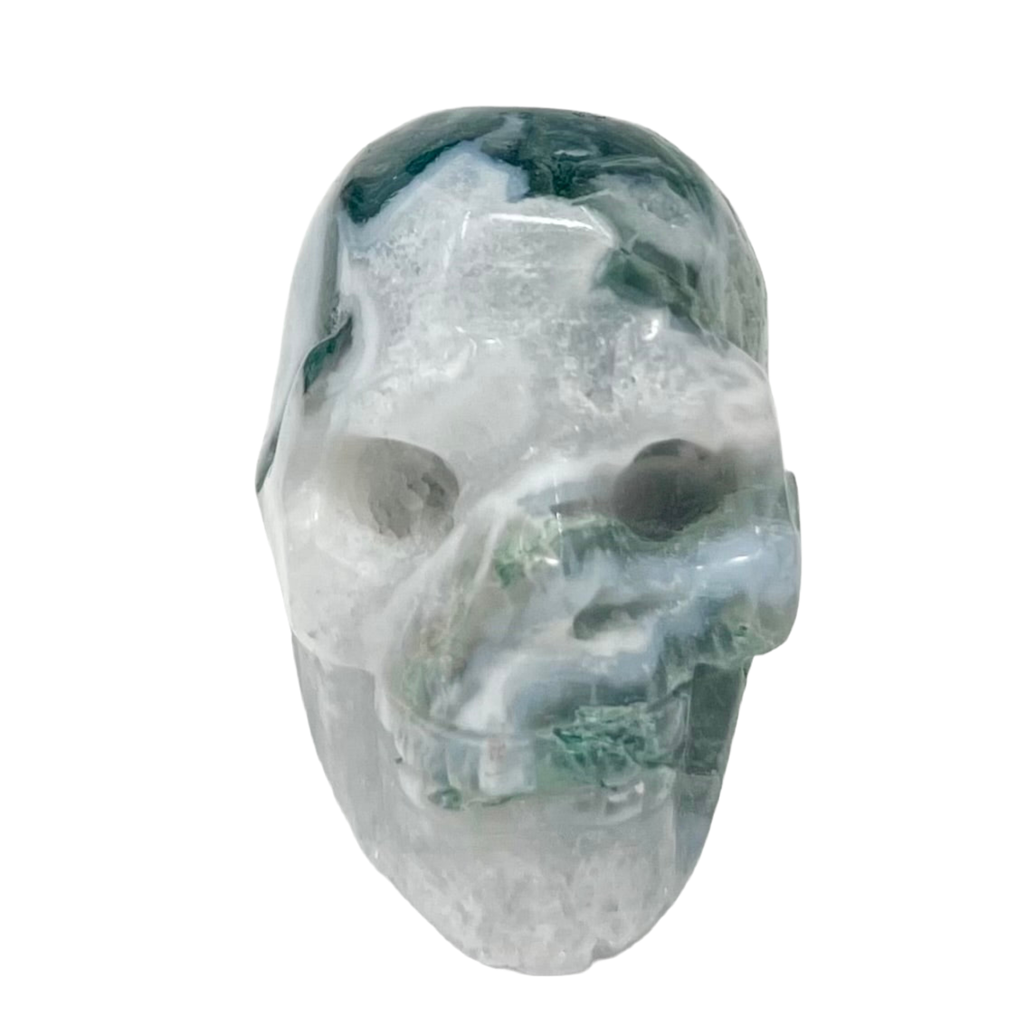 Moss Agate Skull 2 Inches Hand Carved Crystal Carving