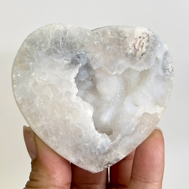 Druzy Mexican Agate Heart Quartz With Stand Crystal Carving Australian Seller