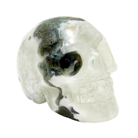 Moss Agate Skull 2 Inches Hand Carved Crystal Carving