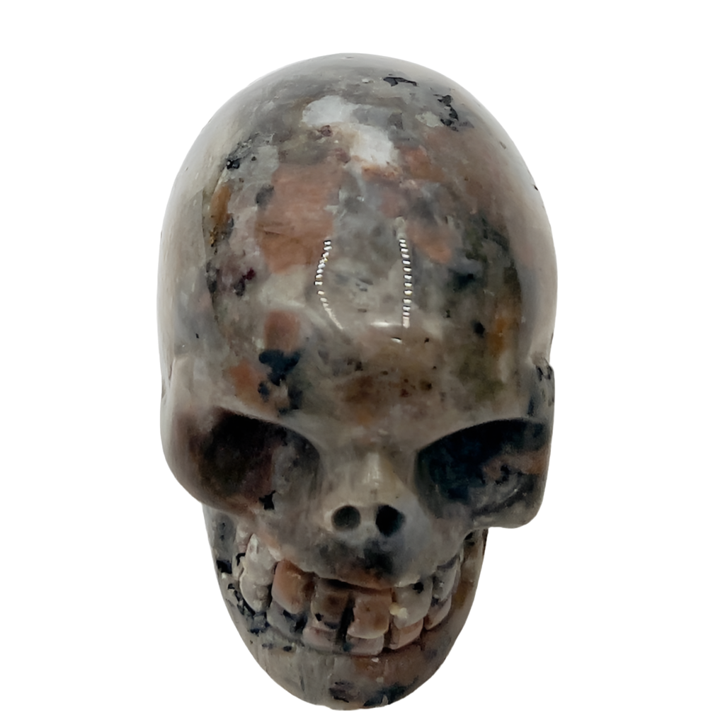 Yooperlite Skull 2 Inches UV Reactive Hand Carved Crystal Carving