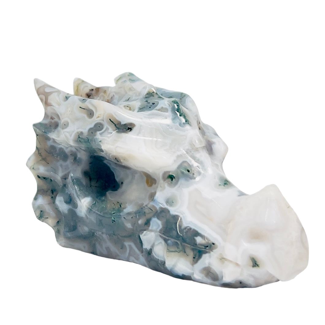 Moss Agate Dragon Healing Crystal Carving 188g