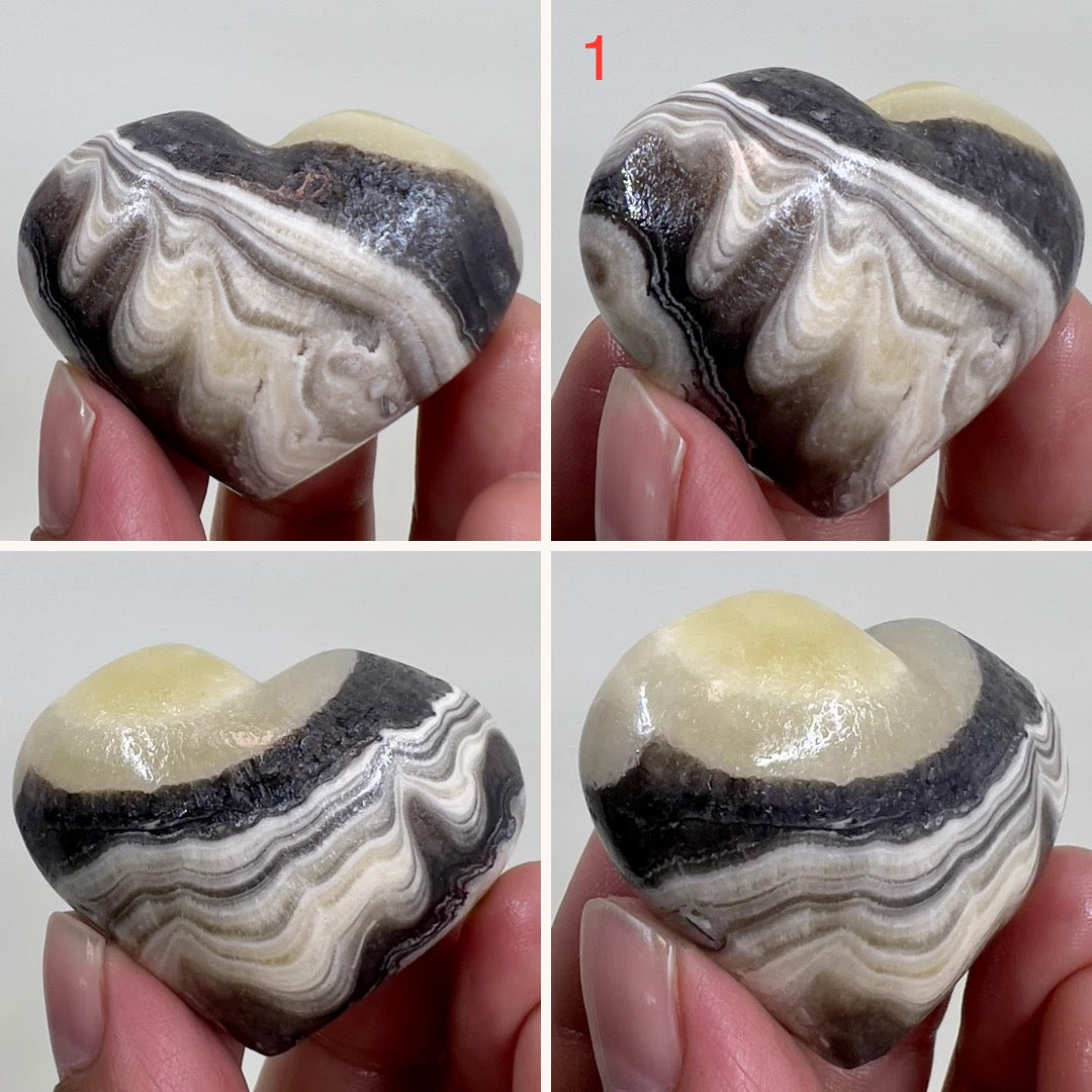 Zebra Phantom Calcite Hearts Crystal Carvings Australian Seller