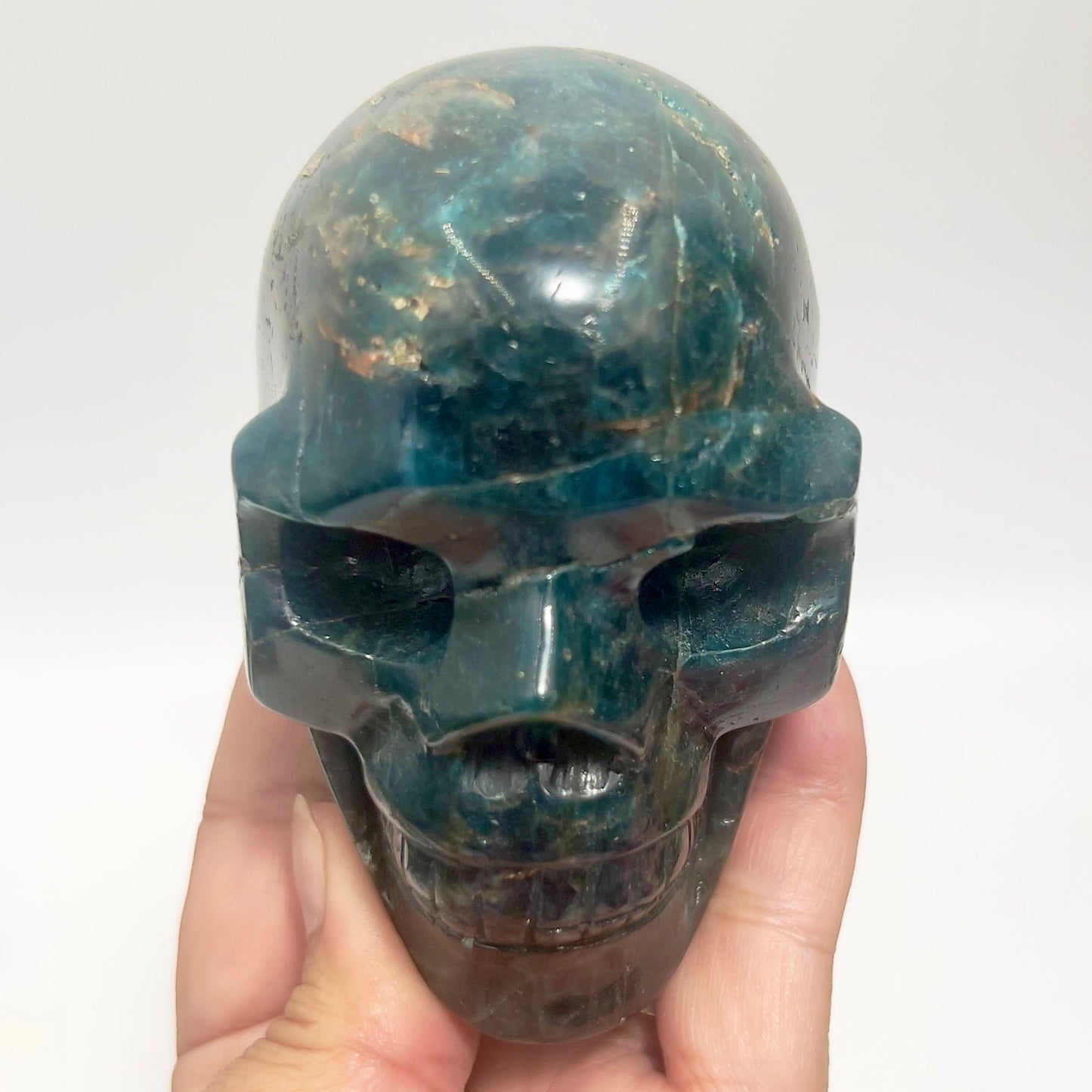 Blue Apatite Skull Healing Crystal Carving 699g