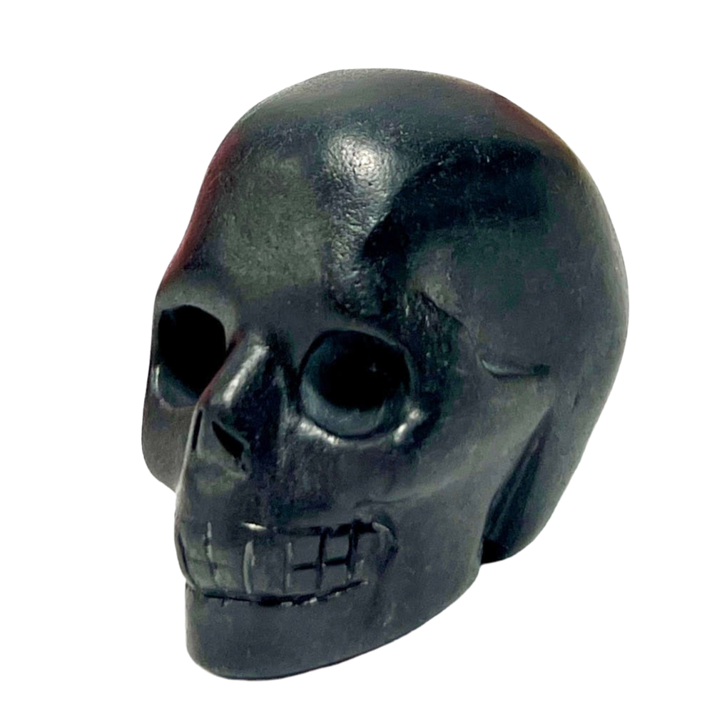 Shungite Skull 2 Inches EMF Protection Rare Hand Carved Crystal Carving