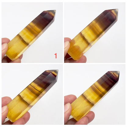 Yellow Purple Fluorite Points Towers Crystal Generators