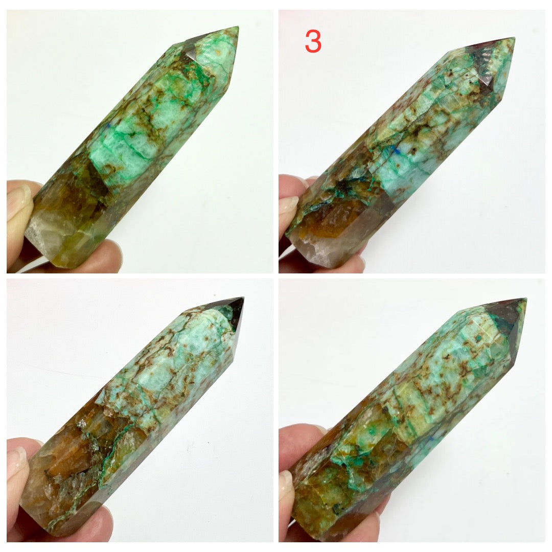 Fynchenite Phoenix Stone Malachite Turquoise Chrysocolla Points Towers Crystals