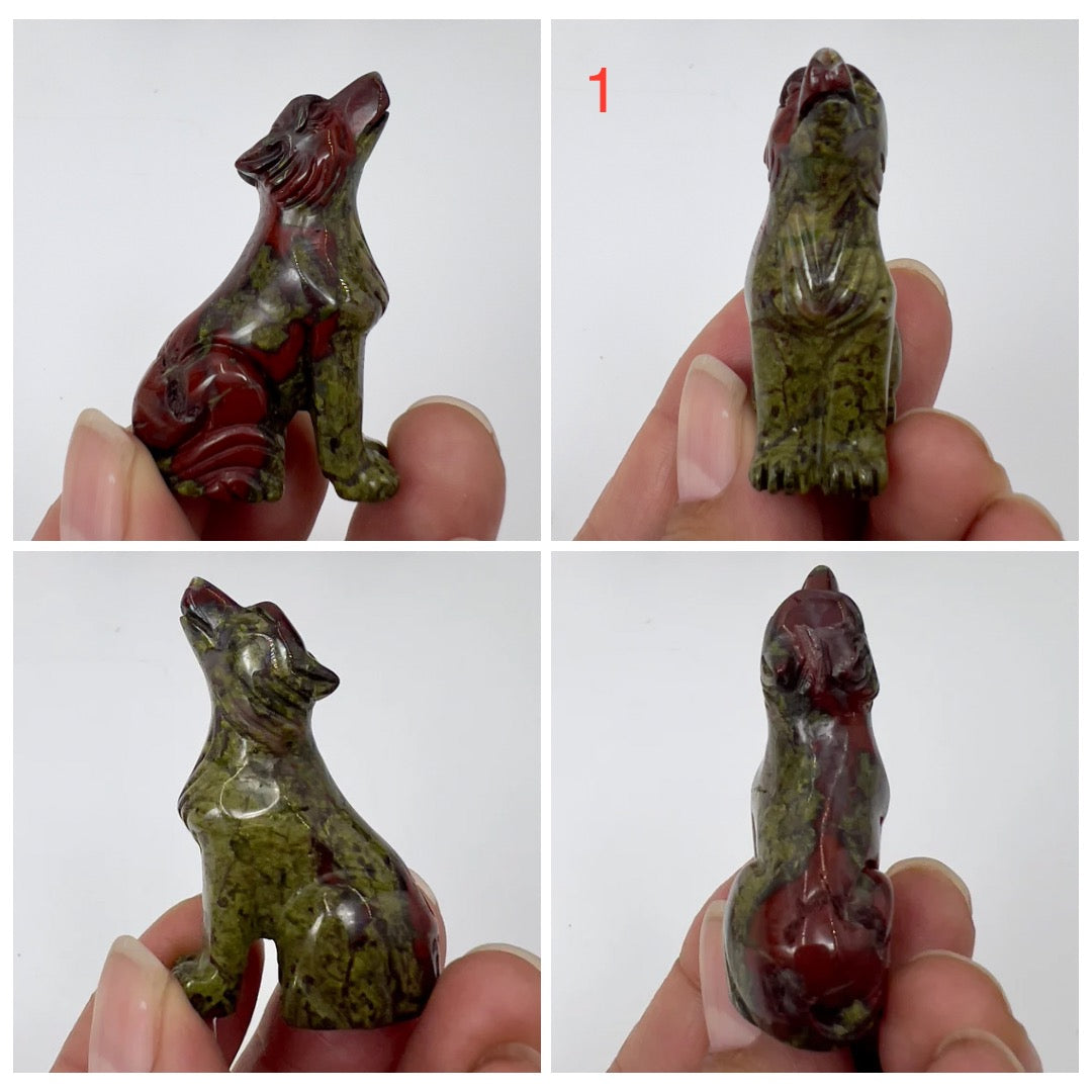 Small Dragons Blood Stone Jasper Wolves Dogs Crystal Carvings Australian Seller