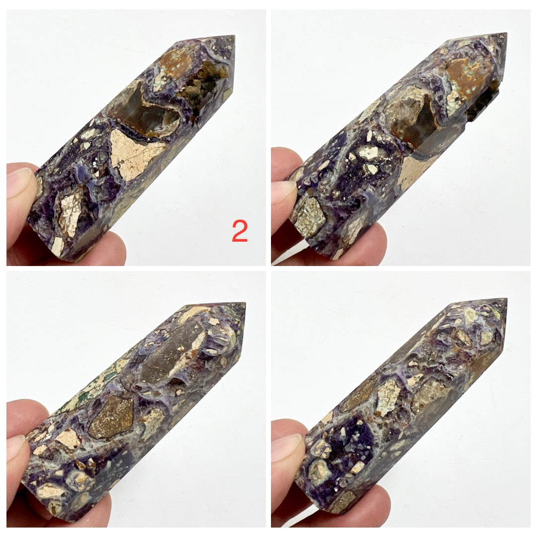 Purple Brecciated Jasper Points Towers Crystal Generators