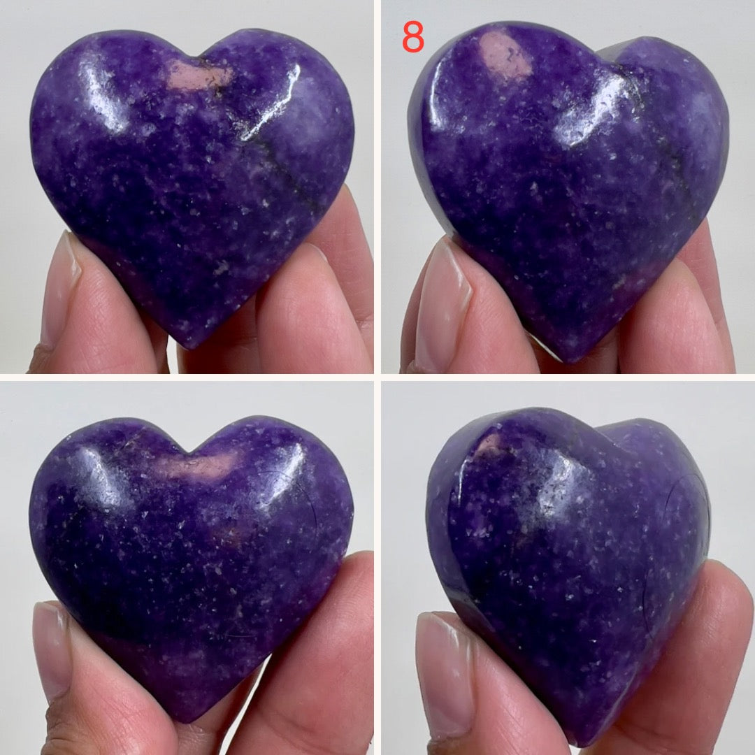 Lepidolite Purple Mica Hearts Crystal Carvings Australian Seller