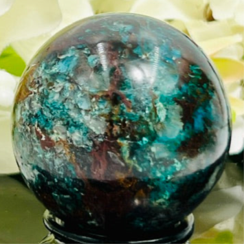 Chrysocolla Malachite Turquoise Azurite Sphere Healing Crystal Ball 181g 49mm