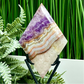 Amethyst with Mexican Lace Agate Rhombus Display with Stand Healing Crystal Carving