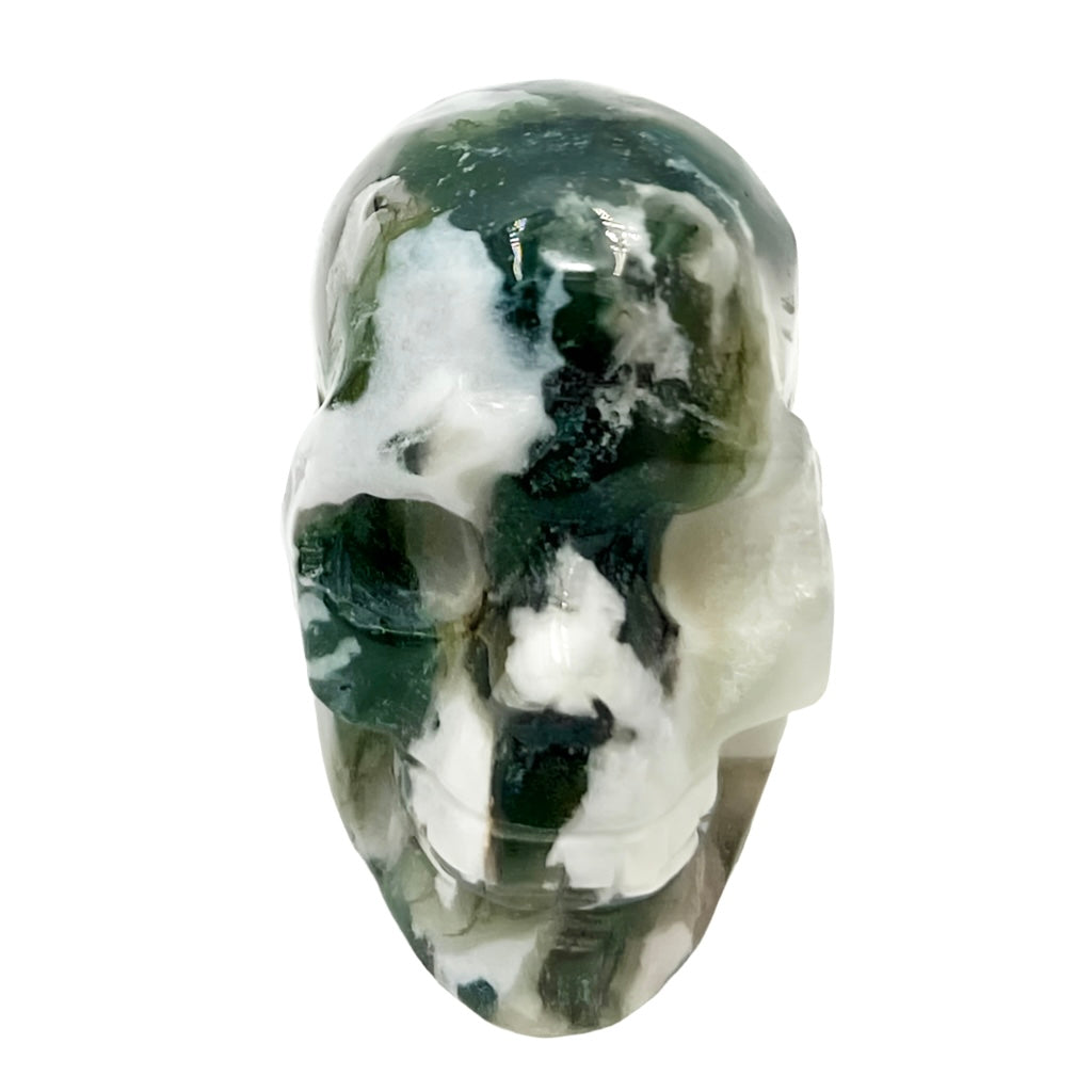 Moss Agate Skull 2 Inches Hand Carved Crystal Carving