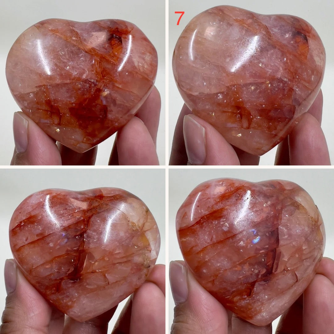 Fire Quartz Hematoid Hearts Crystal Carvings Australian Seller