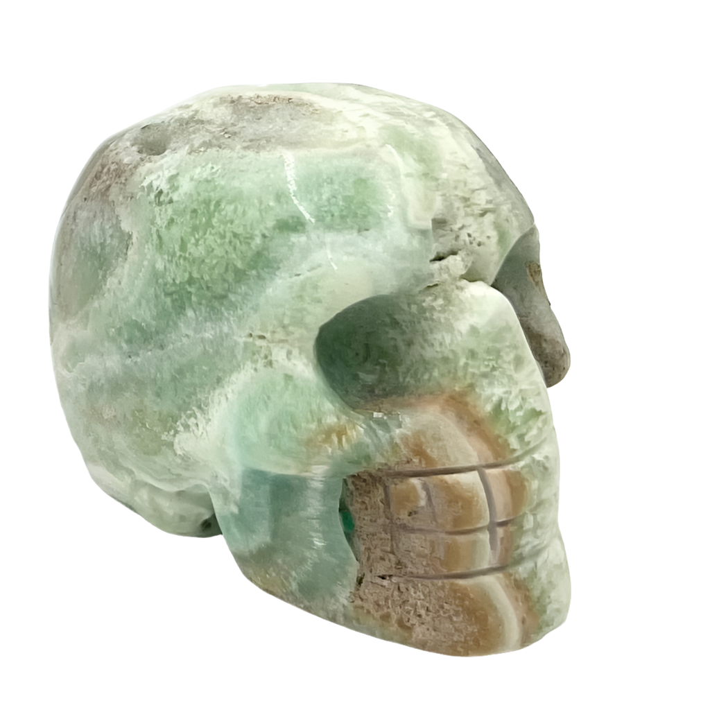 Blue Aragonite Skull 2 Inches Rare Hand Carved Crystal Carving