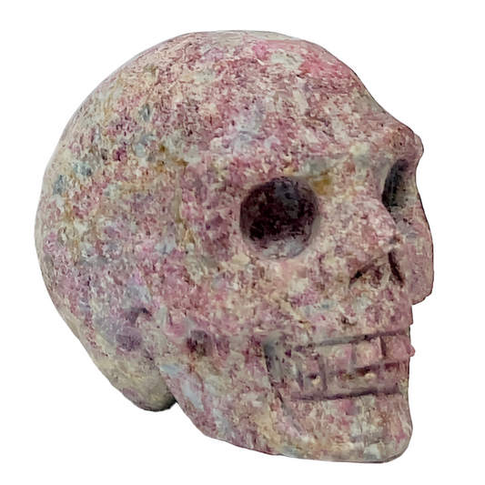 Ruby in Kyanite Skull 2 Inches UV Reactive Hand Carved Crystal Carving