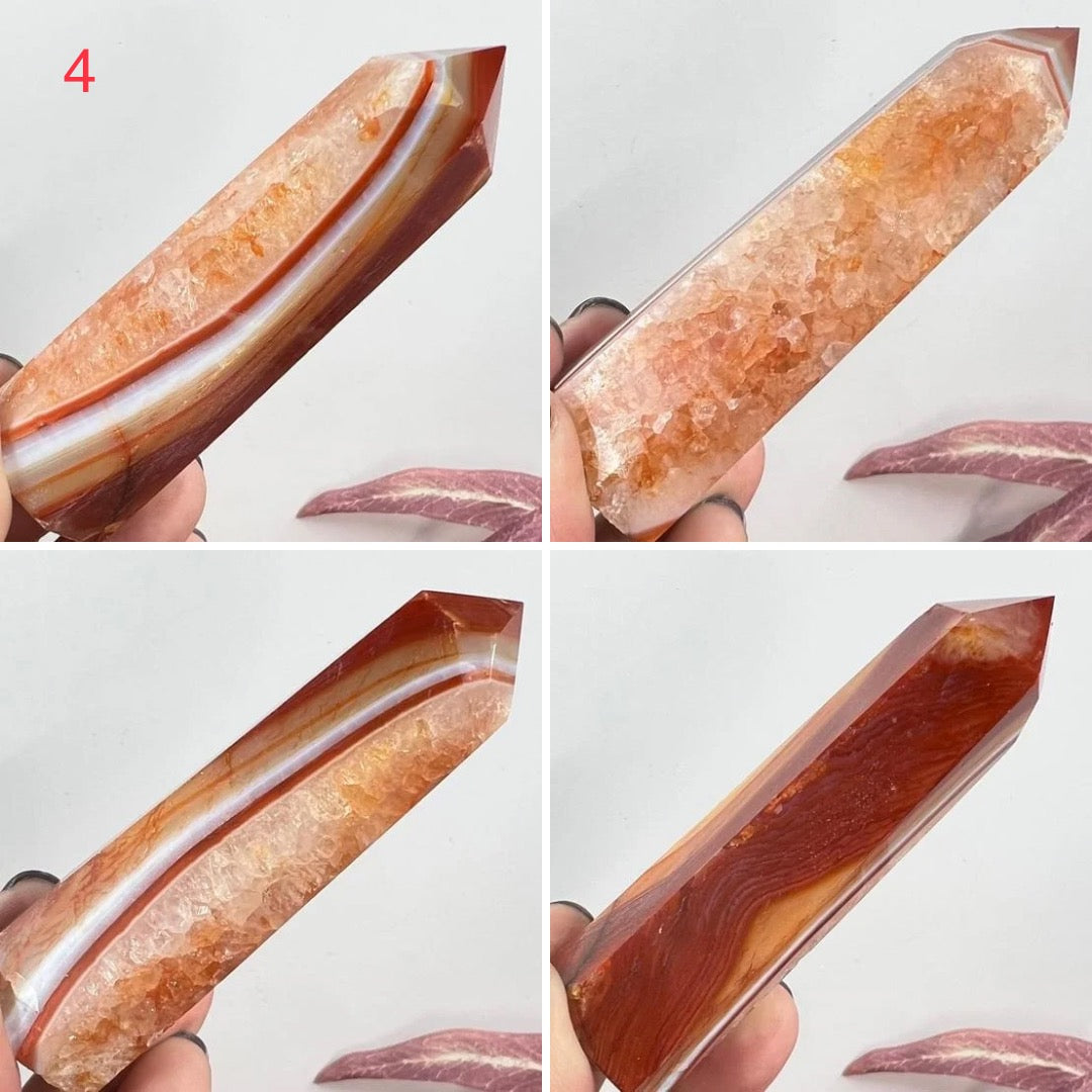 Tower Carnelian Crystal Point Natural Healing Quartz