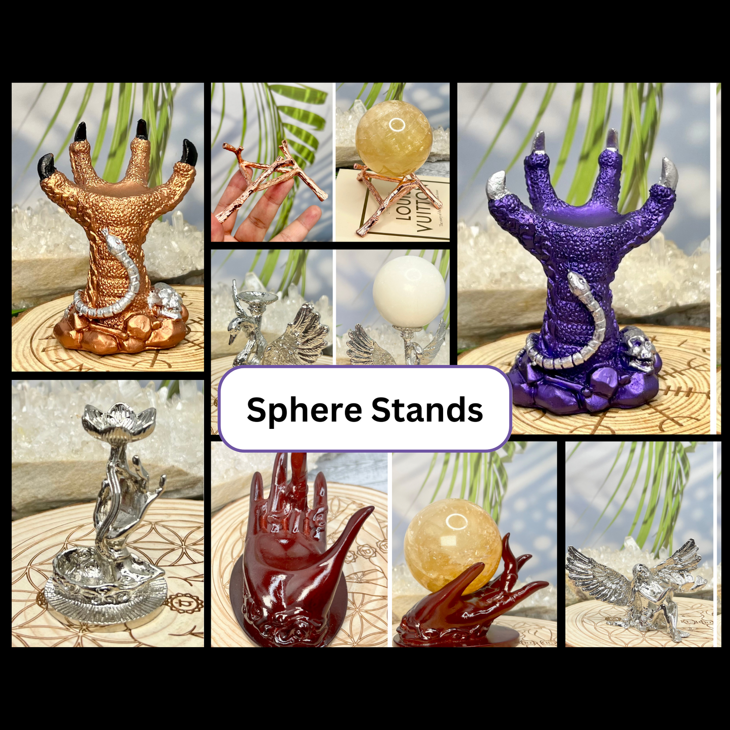 Various Sphere Holders for Crystals Ball Stands