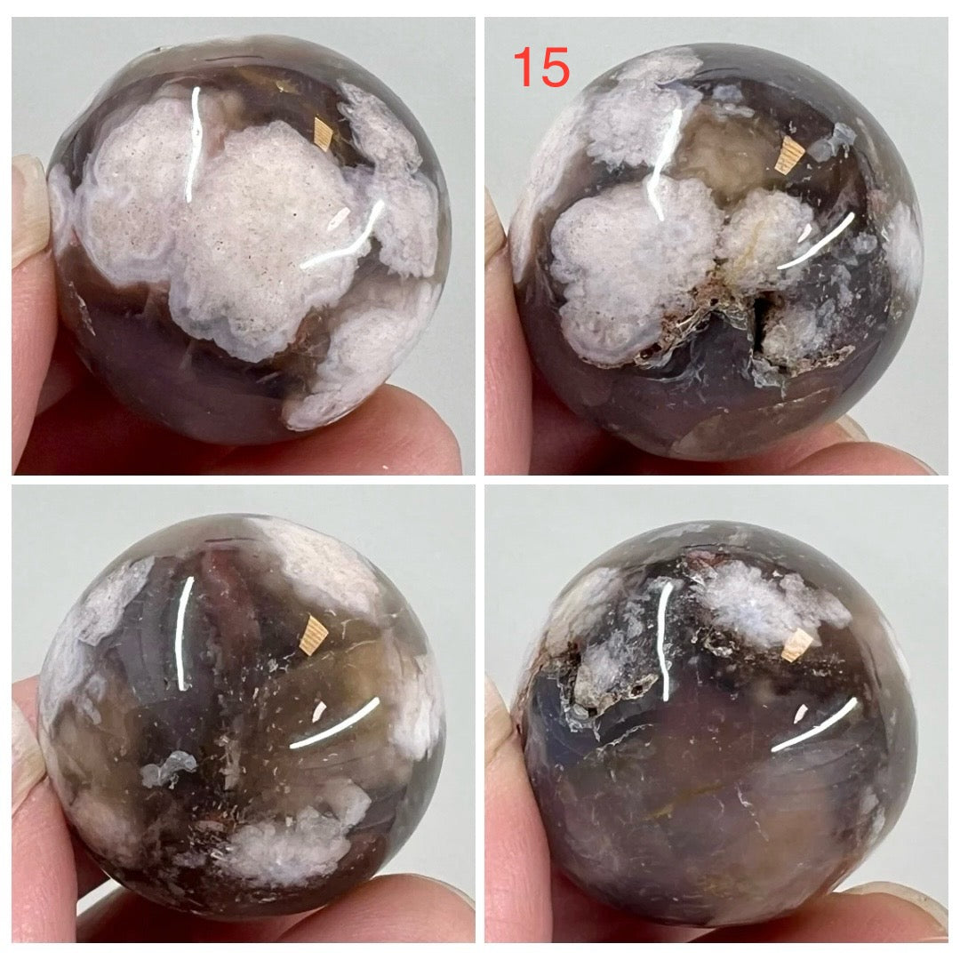 Black Flower Agate Mini Spheres Crystal Ball Australian Seller