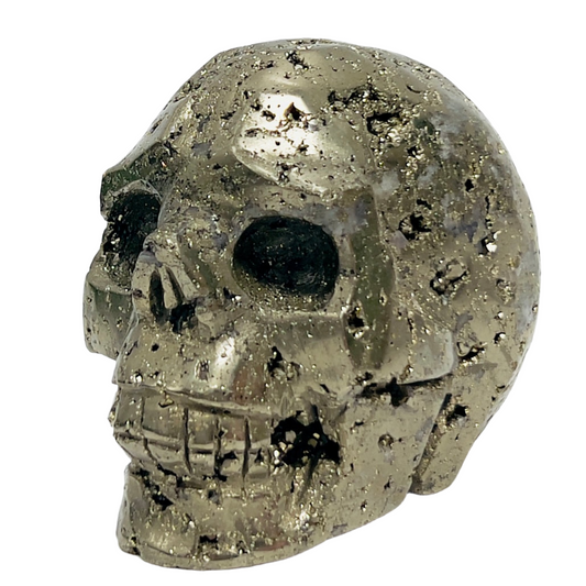 Pyrite Fools Gold Skull Healing Crystal Carving 1026g