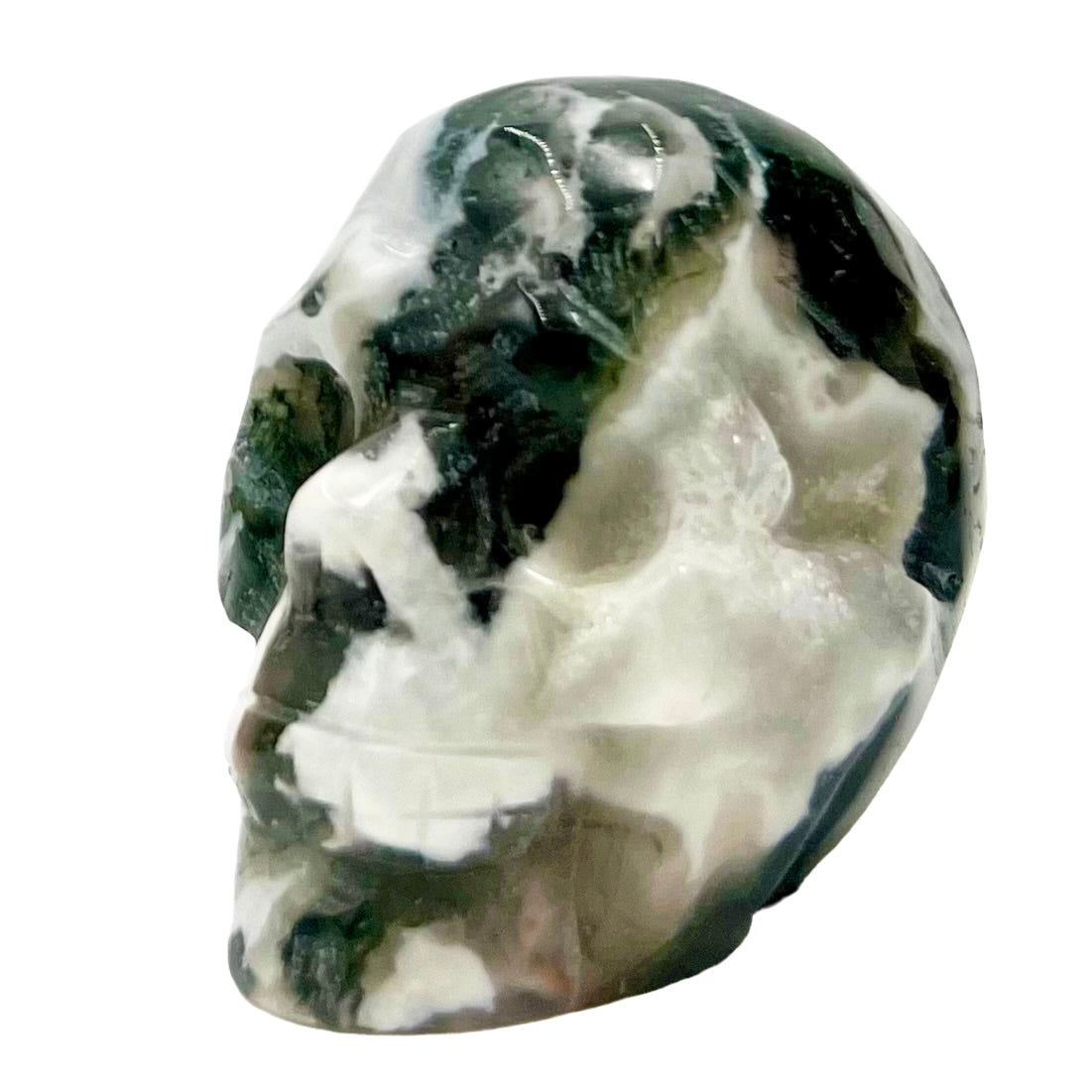 Moss Agate Skull 2 Inches Hand Carved Crystal Carving