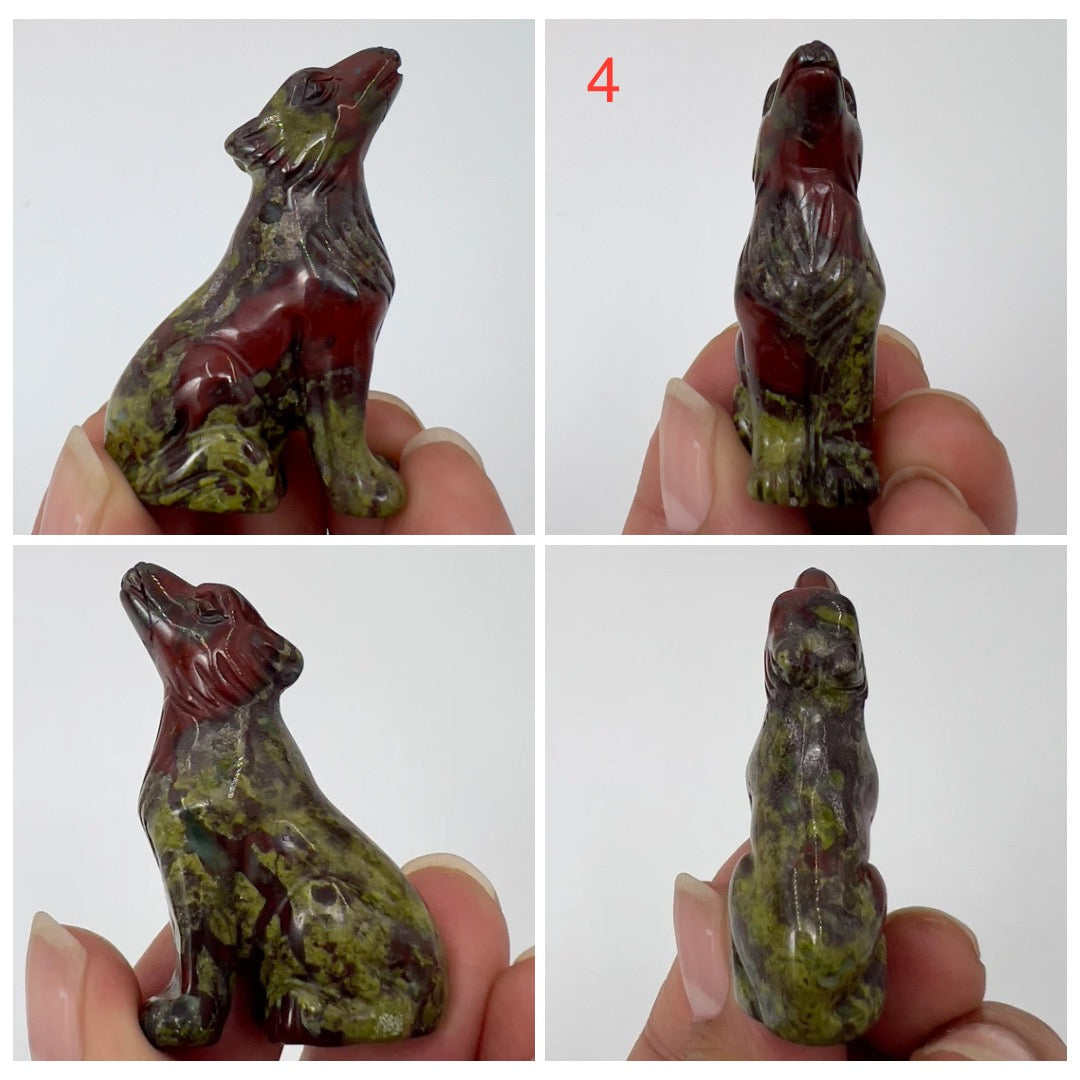 Small Dragons Blood Stone Jasper Wolves Dogs Crystal Carvings Australian Seller