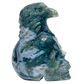 Moss Agate Eagle Bird on Skull Healing Crystal Carving 1092g