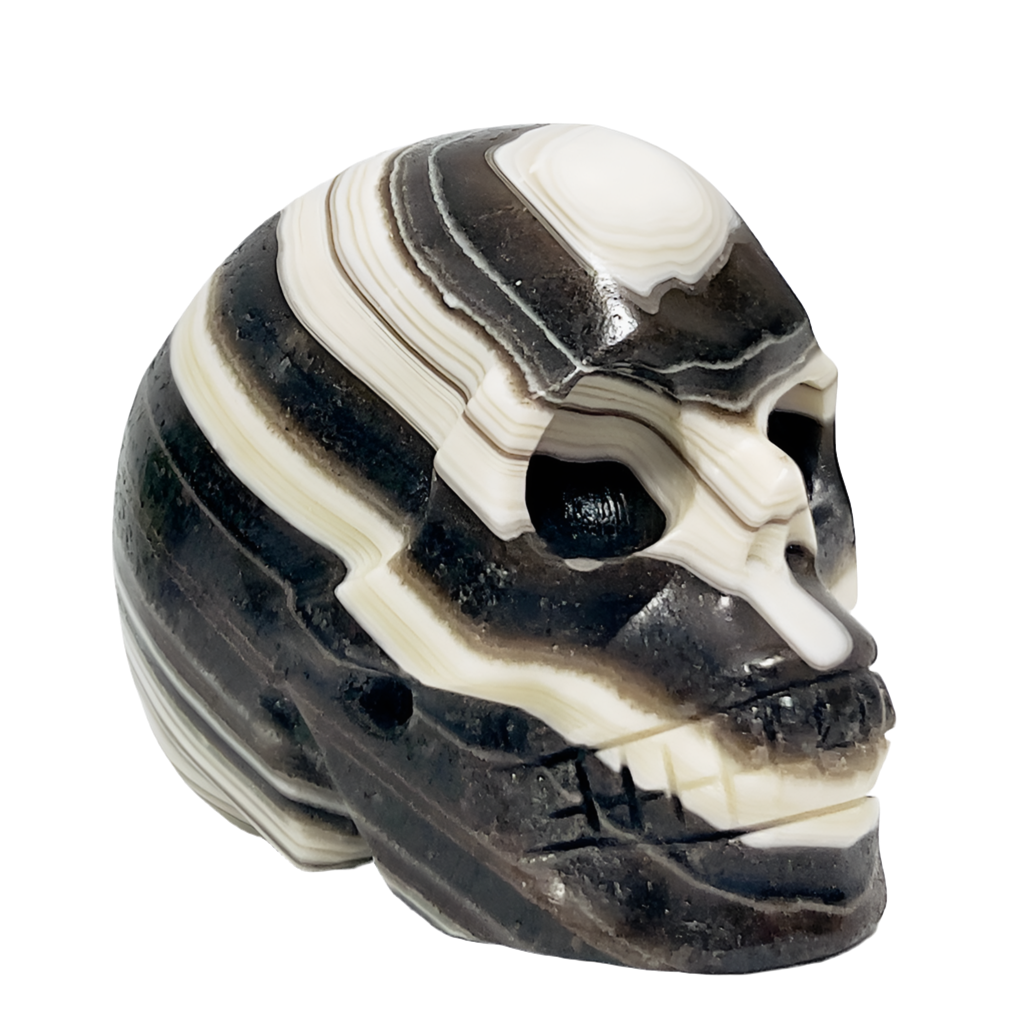 Zebra Phantom Calcite Skull Healing Crystal Carving 466g