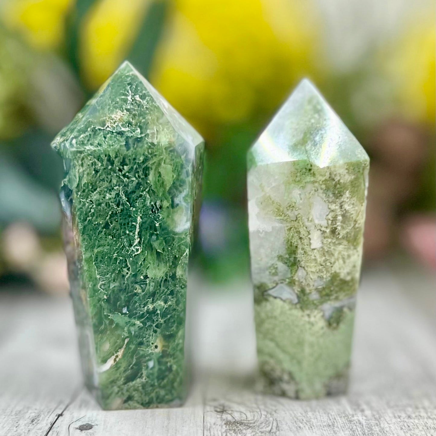 Moss Agate Towers Crystal Generator Australian Seller