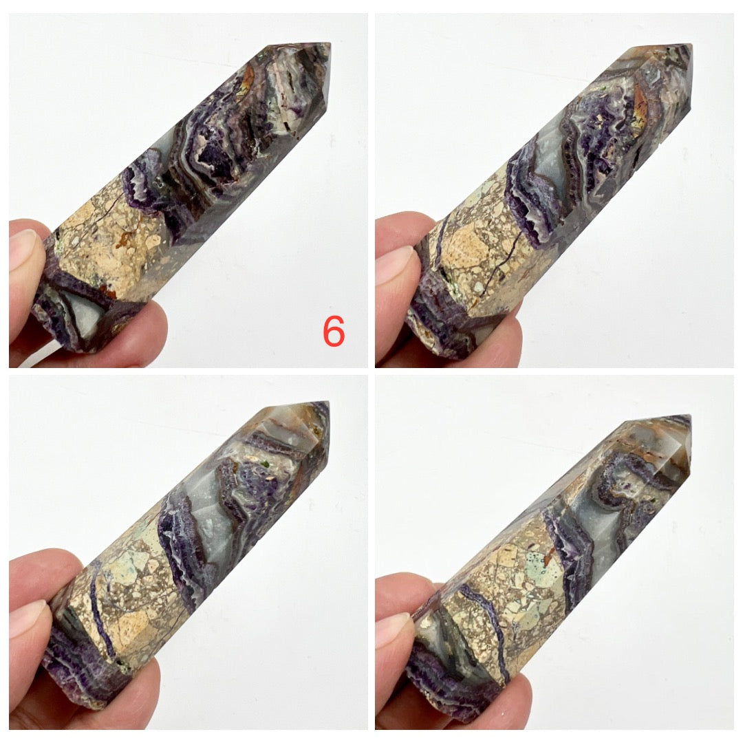 Purple Brecciated Jasper Points Towers Crystal Generators