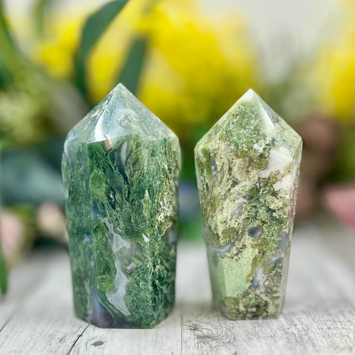 Moss Agate Towers Crystal Generator Australian Seller