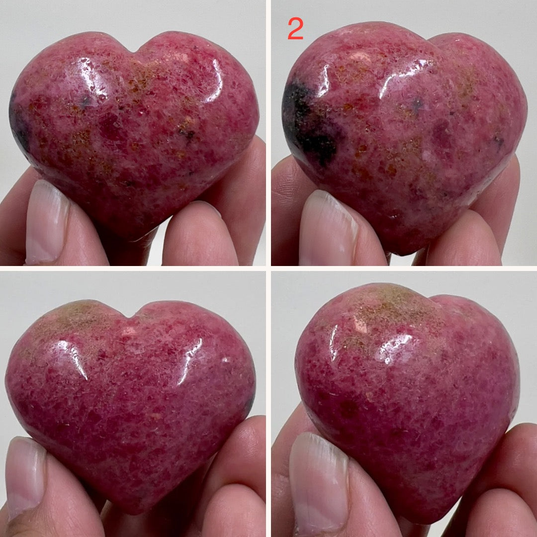 Rhodonite Hearts Crystal Carving Australian Seller