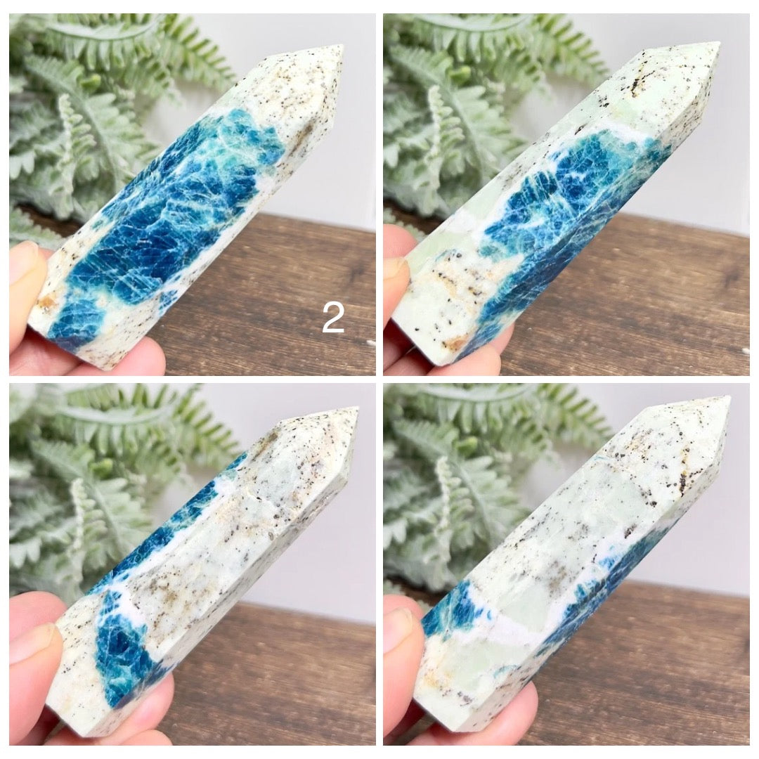 Blue Apatite with Sunstone Points Towers Healing Crystal Generators