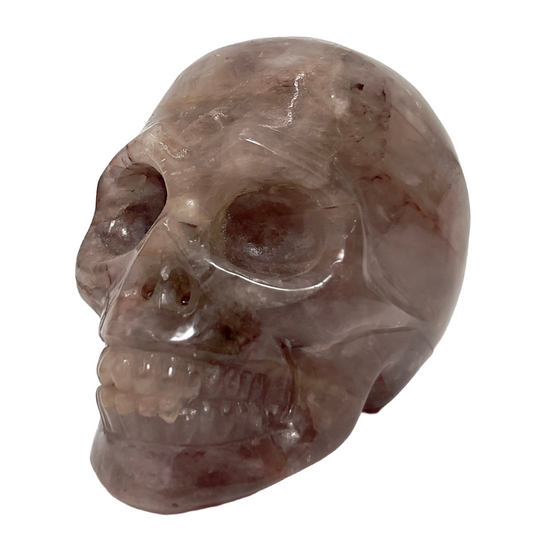 Hematoid Fire Quartz Skull Healing Crystal Carving 485g