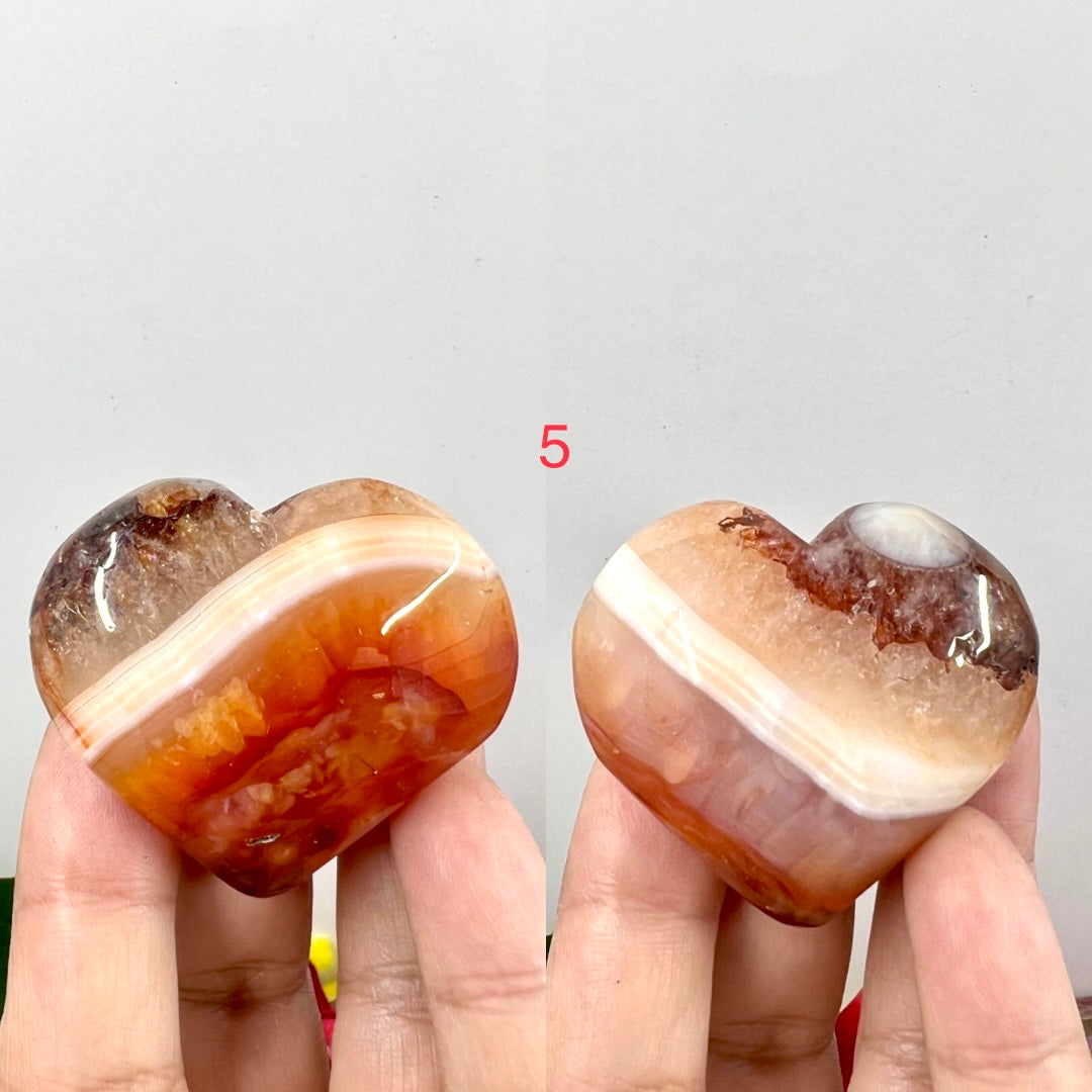 Carnelian Hearts Crystal Carvings Australian Seller