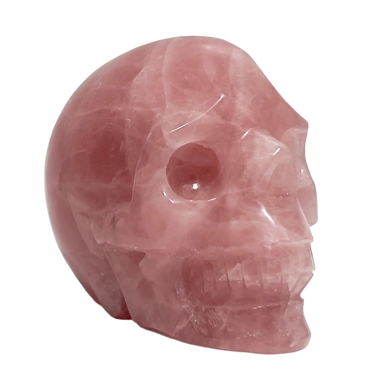 Rose Quartz Skull Healing Crystal Carving 772g