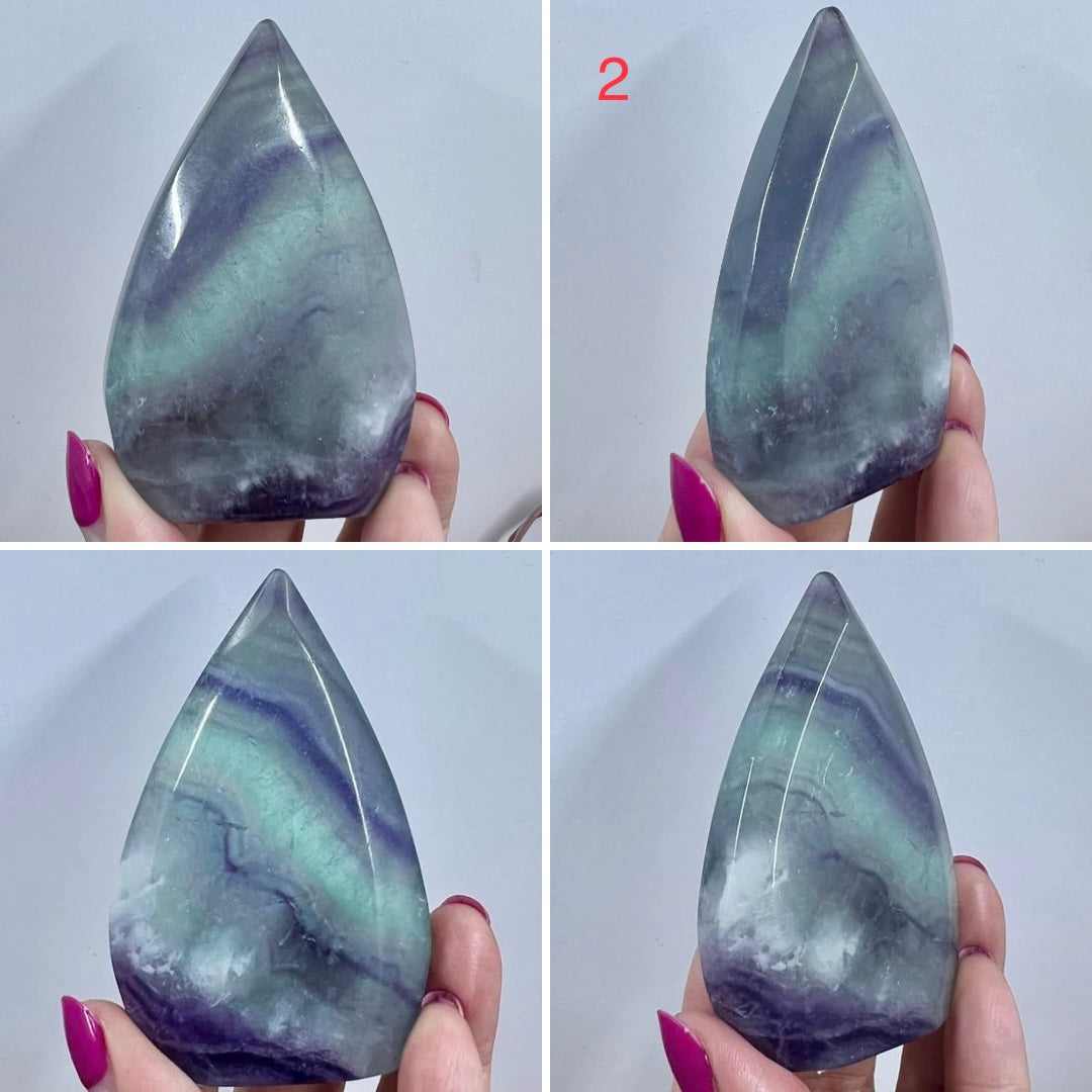 Fluorite Flames Free Form Crystal Carving Australian Seller