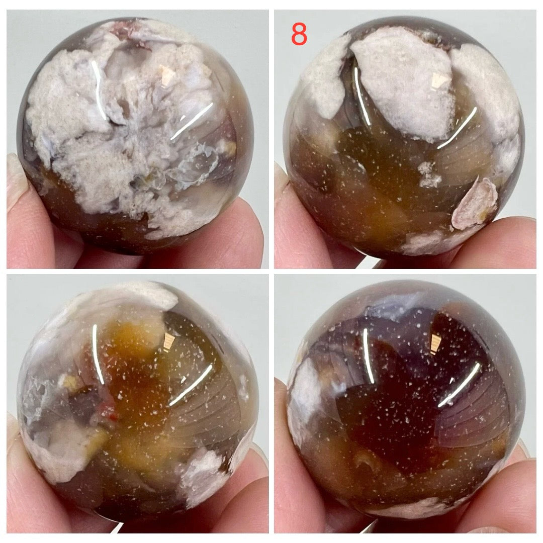 Black Flower Agate Mini Spheres Crystal Ball Australian Seller