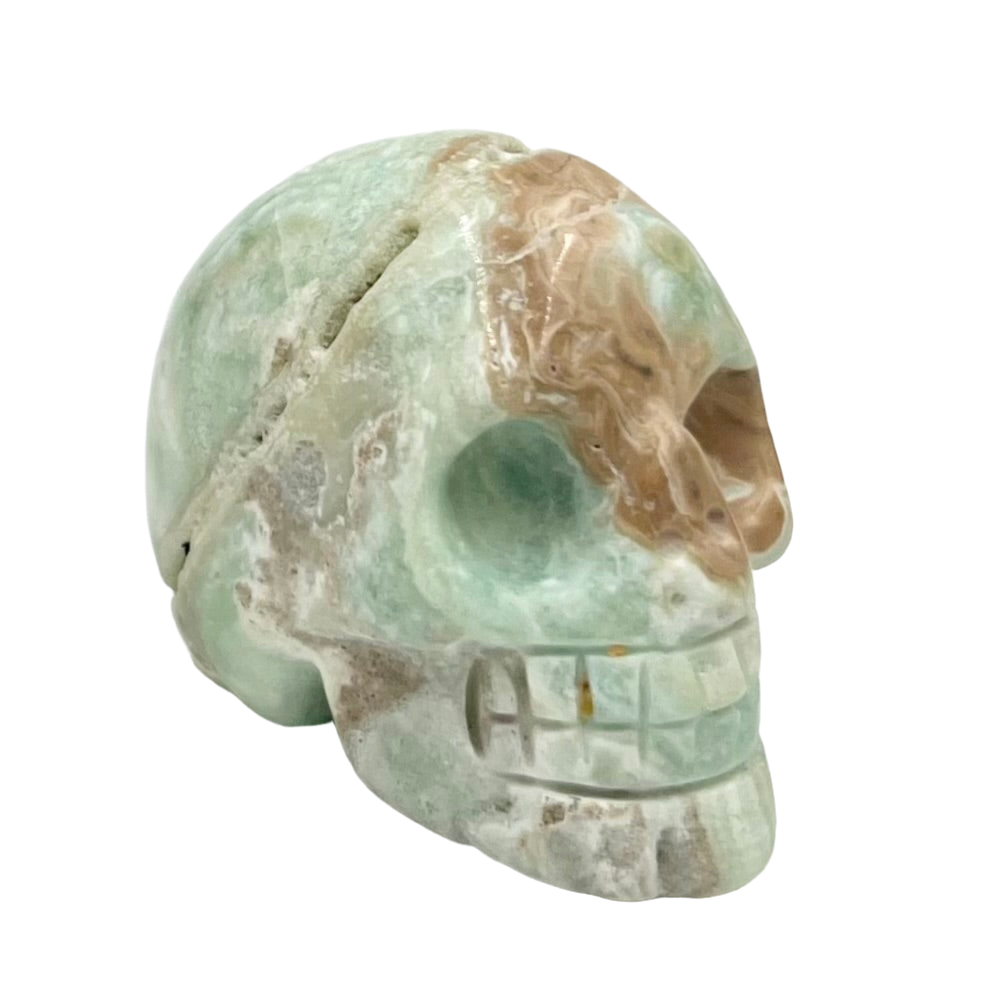 Blue Aragonite Skull 2 Inches Rare Hand Carved Crystal Carving