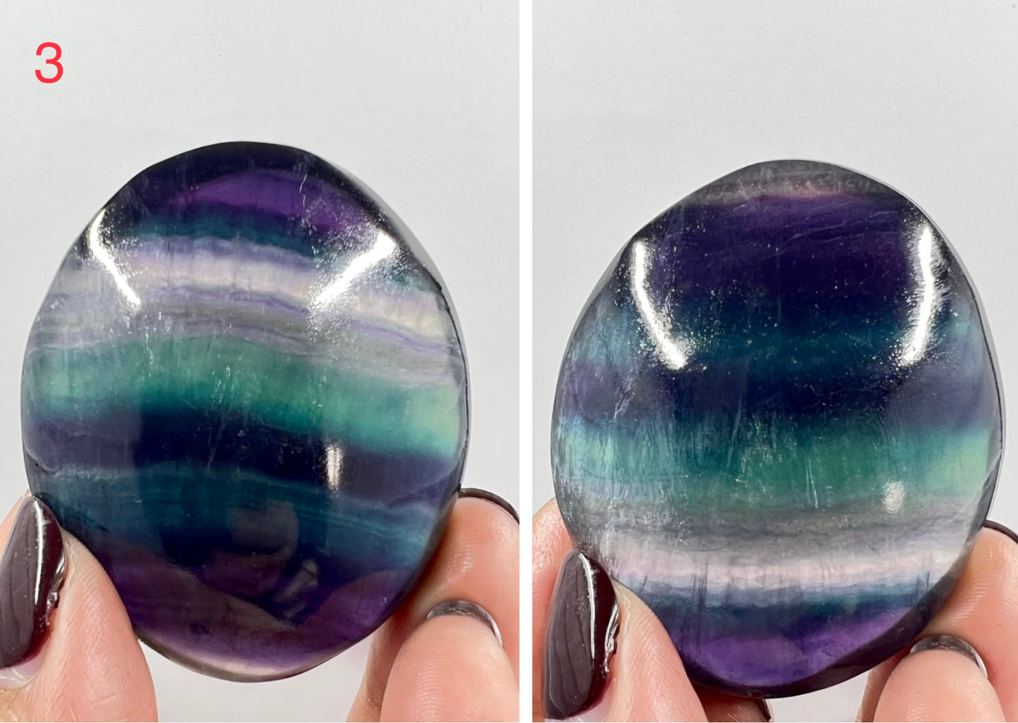 Rainbow Fluorite Palm Stone Crystal Healing Natural Worry Meditation Gemstone