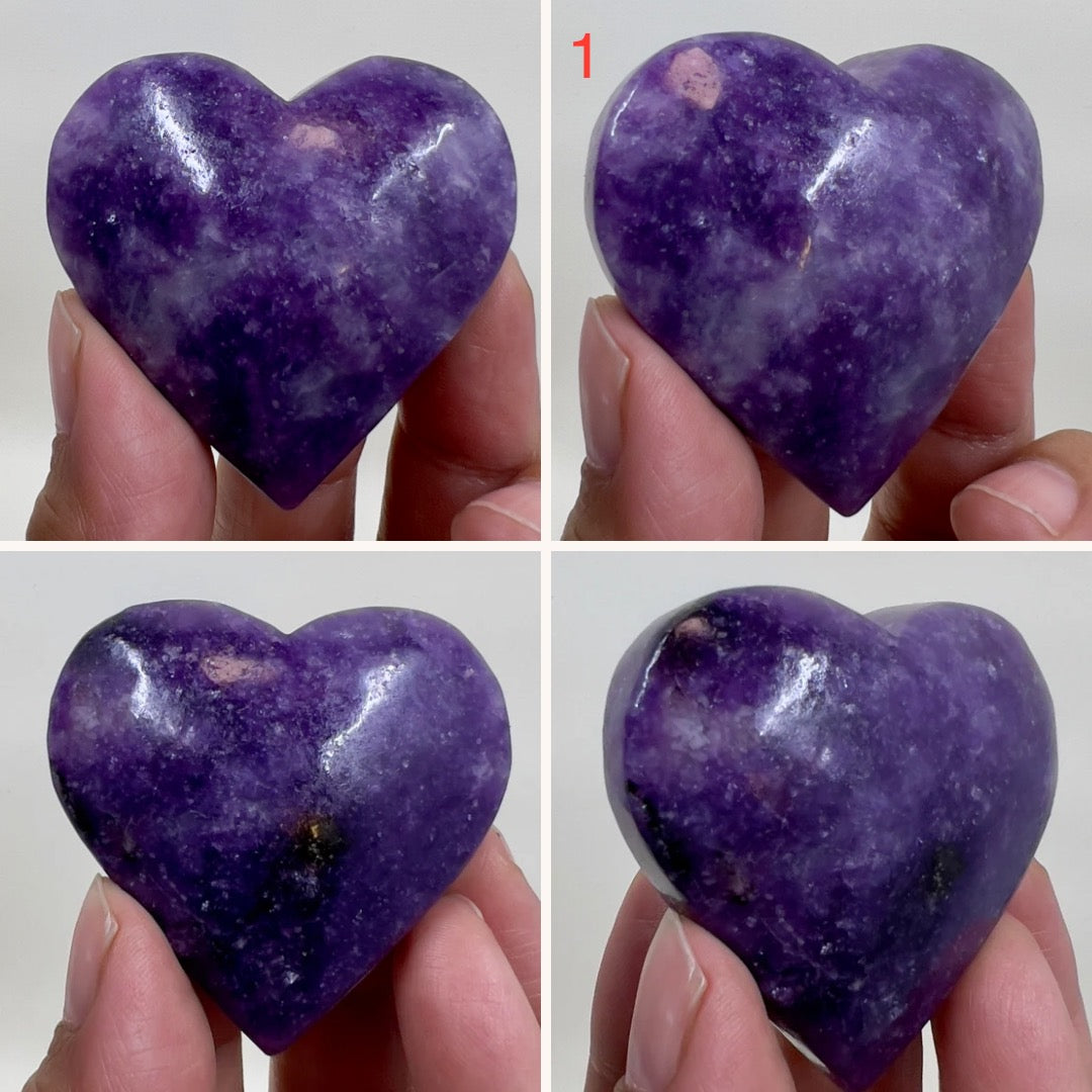 Lepidolite Purple Mica Hearts Crystal Carvings Australian Seller