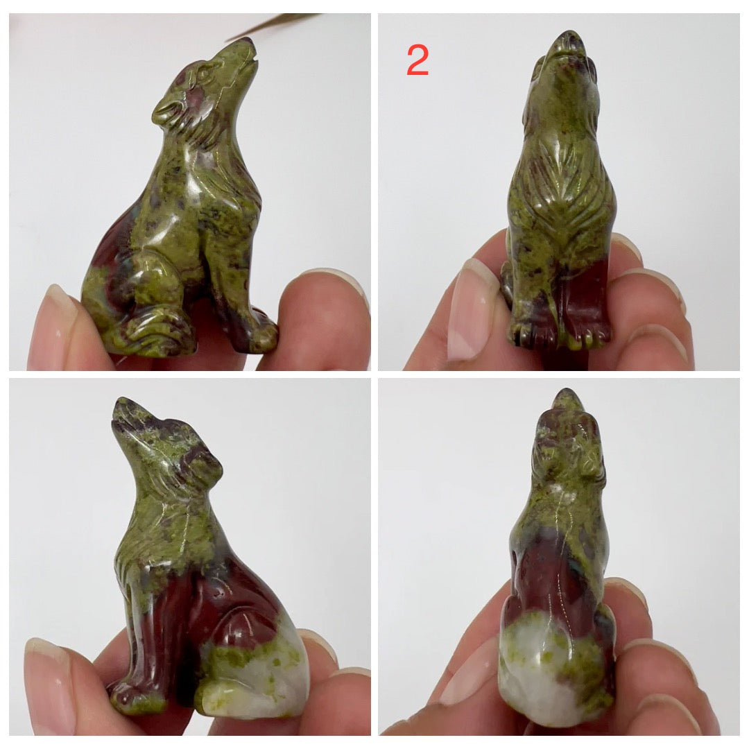 Small Dragons Blood Stone Jasper Wolves Dogs Crystal Carvings Australian Seller