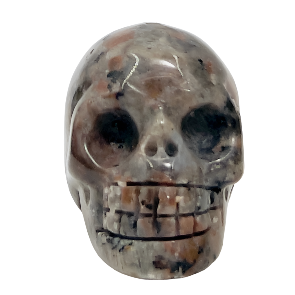 Yooperlite Skull 2 Inches UV Reactive Hand Carved Crystal Carving